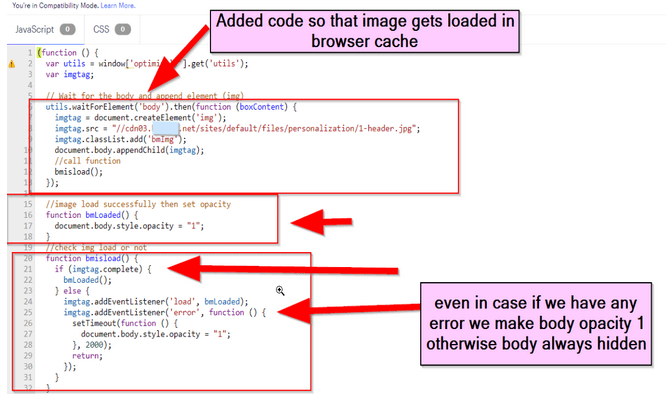 Fix flickering using JavaScript