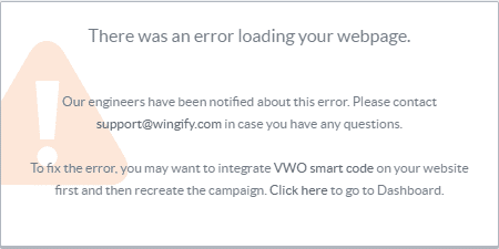 VWO Error Screen