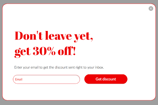 Exit Intent Overlays: Personalised pop-up example - Brillmark