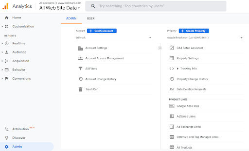 Universal Analytics: GA4 Setup- Brillmark