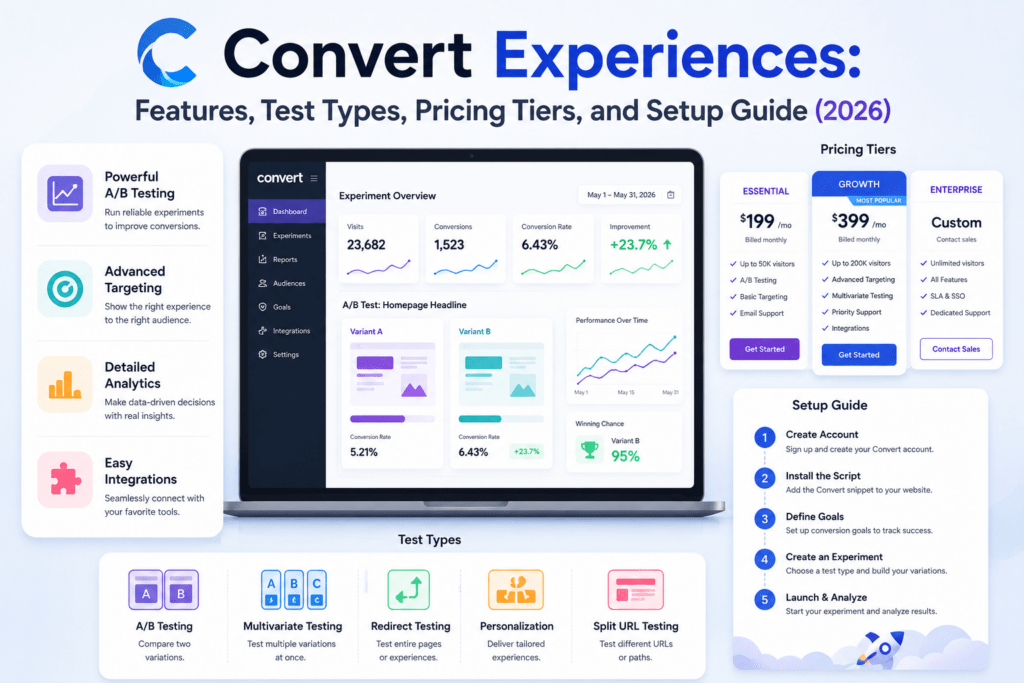 Convert Experiences: Features, Test Types, Pricing Tiers, and Setup Guide